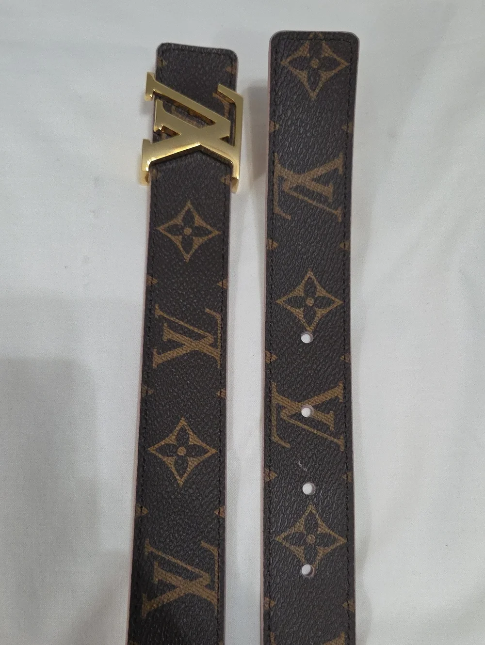Reversible Louis Vuitton Pink/Brown Monogram Belt Gold LV Buckle